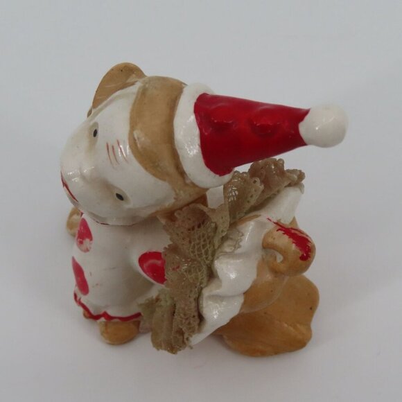 Vintage Circus Clown Monkey Ceramic Figurine 2.6in Red Polka Dot Tutu Skirt Hat - Picture 6 of 9